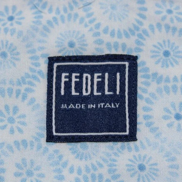 Fedeli NWT Dress Shirt Size 42 16.5 in Blue & White Cotton Blend